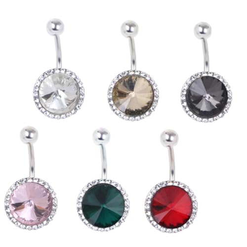 minkissy 6 Stück Teiliges Farbiges Bauchnabelpiercing aus Kupfer mit Funkelnden Zirkonia Kristallen Modische Nabelringe für Damen Hautfreundlich Hautverträglich Angenehm zu Tragen von minkissy