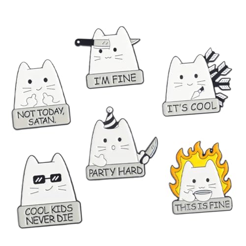 minkissy 6 Stück Teiliges Kreative Katzenbroschen aus Legierung Niedliche Anstecker für Damen Broschen mit Cartoon Tiermotiv Vielseitiger Schmuck für Kleidung Taschen Hüte und Accessoires von minkissy
