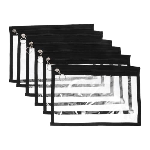 minkissy 6 Stück Transparente PVC Aufbewahrungstaschen mit Reißverschluss wasserdichte Reise Organizer mit Schwarzem Rand für Make Up Toilettenartikel und Dokumentenablage von minkissy