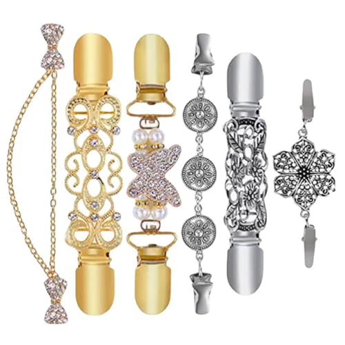 minkissy 6 Stück Vintage Cardigan Clips Dekorative Schulter und Kragenklammern für Damen Stilvolle Strickjacken und Schalbefestigung für Formelle und Anlässe von minkissy