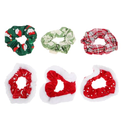 minkissy 6 Stück Weihnachts-haarnadeln Haargummis Aus Seide Flauschiger Rand für Frauen und Mädchen Vielseitiger Haar-accessoires für Weihnachtsfeiern Festliche Anlässe von minkissy