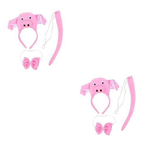 minkissy 6 Stk Rosa Dreiteiliges Set Halloween-tierkostüm Tierhaarreifen Schweineohr Stirnband Stirnband Ohren Stirnband Für Tierkostüme Haarstütze Cosplay Kind Zubehör von minkissy