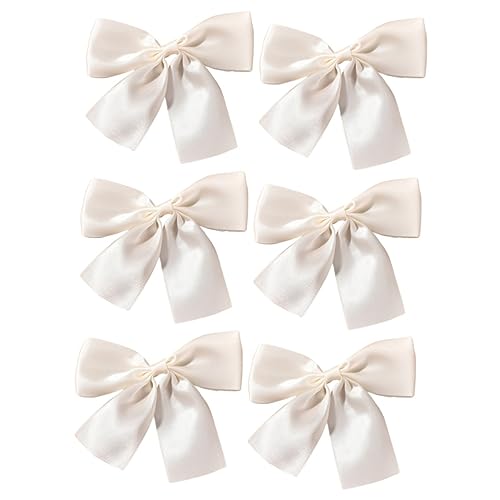 Haarschleife Clip 6 Stück Clips Haarspangen Haarnadel Mode Dekoration Haarspange Elegant Slides Satin Mädchen Kleine Große Süße Accessoires Zurück Weiß Schmuck Teen Metall Haarband von minkissy