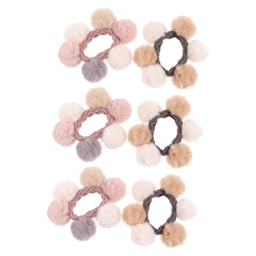 minkissy 6pcs cute accessories scrunchies for girls hair ties hair ties pom pom girls hair ring pompom Hair Ring winter hair tie hair band ponytail holder spherical rubber band von minkissy