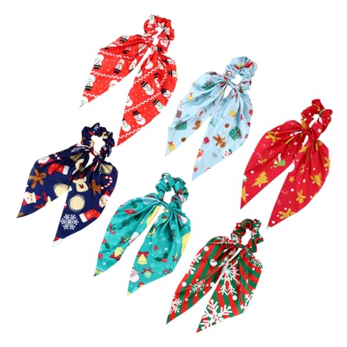 minkissy 6stücke Haargummis Elastische Haarbänder Haarschal Pferdeschwanzhalter Weihnachts Haarschmuck Für Mädchen Haaraccessoires Mit Festlichem Design von minkissy