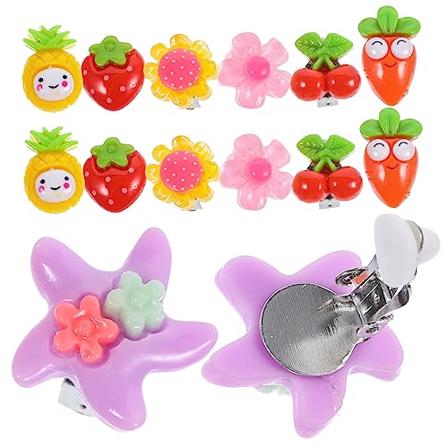 minkissy 7 Paare Clip Ohrringe für Mädchen Blumenmotiv Ohrclips ohne Ohrloch Schmuck für Party Süße Ohrdekoration Leicht Abnehmbar von minkissy