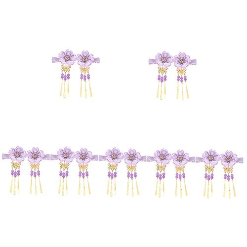 minkissy 7 Paare Haarnadel Haare Leuchten Weihnachten Frauen Haare Japanische Haarspangen Ohrring Haarspange Braut-accessoire Geisha Violett Bettwäsche Aus Baumwolle Blumen Ohrringe Kind von minkissy