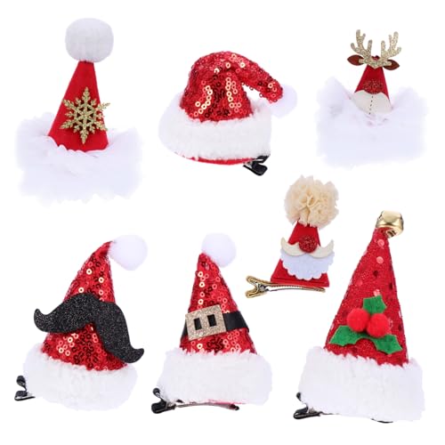 minkissy 7 Stück Weihnachtsmütze Haarnadel Weihnachtshaar Weihnachtsmütze Haarspange Haarschmuck Für Weihnachtsmützen Weihnachtsdeko Weihnachtskopfschmuck Haarnadel Für Eisen von minkissy