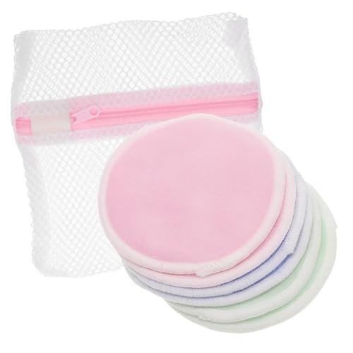 minkissy 7stücke Bambusfaser-pads Wiederverwendbar Als Make-up-entferner-pad Für Gesichtspuff Set Mit Farben Blau Grün Und Aufbewahrungstasche Für Hautpflege von minkissy