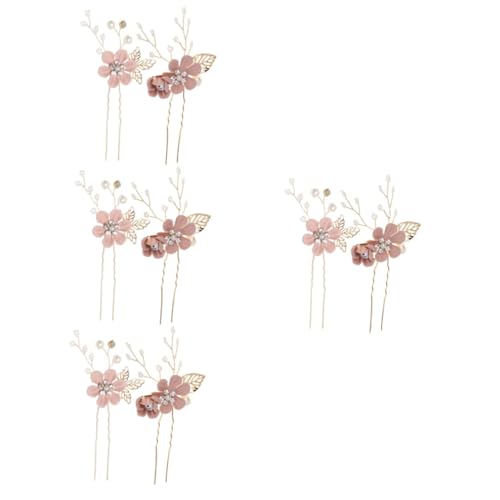 minkissy 8 Stck. Handgefertigte U Förmige Braut Haarnadeln mit Stoffblumen Teiliges Leichte Bequeme Hochzeitsschmuck für Braut und Festliche Anlässe Zarte Perlendekoration Eleganter von minkissy