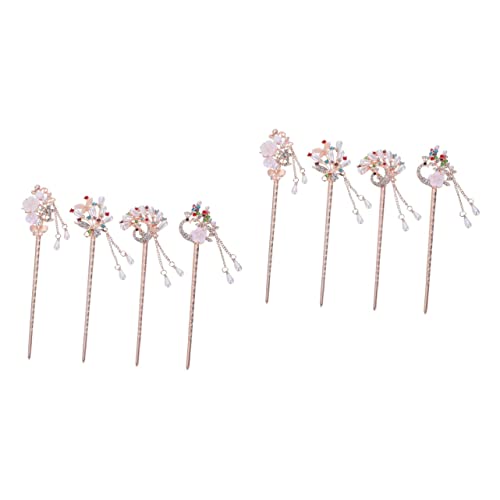 minkissy 8 Stk Vintage Perlenhaarnadel Strass-perlenblumen-haarstab Haar-essstäbchen-stift Ohrringe Prinzessin Kristall Haarschmuck Mit Blumen Deine Haargabel Zubehör Damen Quaste Legierung von minkissy