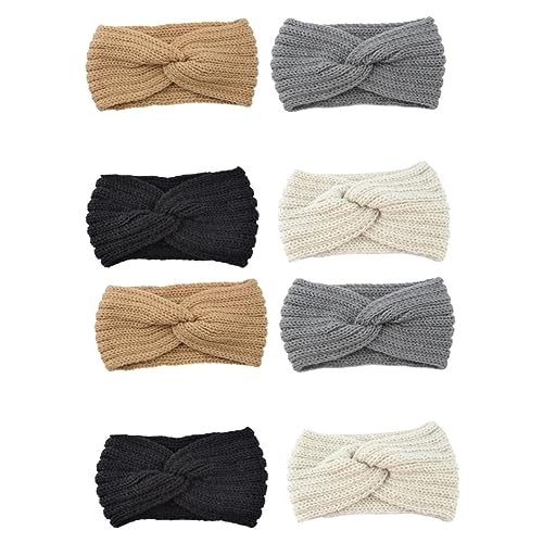 minkissy 8 Stk Gestricktes Stirnband Weiche Stirnbänder Kreuzen Winterwarme Kopfpackung Warmes Haar-accessoire Geknotetes Kreuzhaarband Make-up-haarhalterband Fräulein Garn Ohr Eben von minkissy