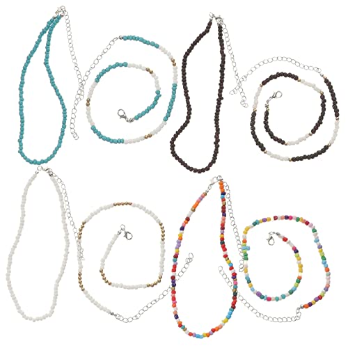 minkissy 8 Stück Perlen Halskette Teiliges für Damen Boho Verstellbar Farbige Beaded Schmuck für Frauen für Freunde oder Familie von minkissy