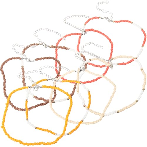 minkissy 8 Stück Teiliges Boho Perlen Choker Halskette Handgefertigte Regenbogen Halskette für Damen Farbenfrohe Ketten für Leicht und Langlebige Materialien von minkissy