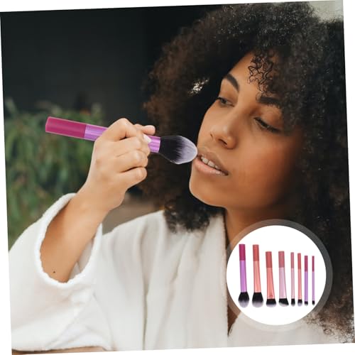 minkissy 8 Stück Teiliges Make Up Pinsel Set Vielseitige Pinsel für Puder Lidschatten Lange Griffe für Präzise Anwendung Leichtes Reise Set für Professionelles Make Up Unterwegs von minkissy