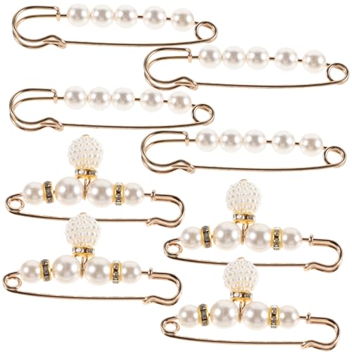 minkissy 8 Stück Teiliges Perlen Broschen Anstecknadeln für Damen Sicherheitsnadel Kleidungsverschluss Clip zur Taillenverstellung für Jeans und Kleider für Partys und Alltag von minkissy