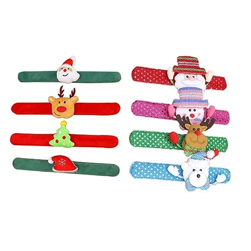 minkissy 8 Stück Weihnachts Slap Armbänder für Lustige Handringe Leuchtende Dekorationen Festliche Foto Requisiten für Weihnachtsfeiern von minkissy