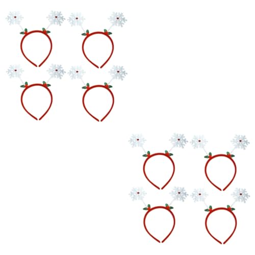 minkissy 8 Stück weißes Stirnband Kopfbedeckung für Frauen Geweih Dekor Weihnachten Stirnbänder Schneeflockenkopf Boppers für Frauen Haarschmuck Füllkopf Knopf Modellierung Weihnachtssocken Miss von minkissy