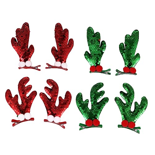 minkissy 8stücke Geweih Haarspange Für Mädchen Weihnachts Haarspange Mit Pailletten Stilvoller Kopfschmuck Aus Leichten Materialien Langlebig Und Vielfältig von minkissy