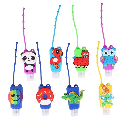 minkissy 8stücke Teiliges Tragbare Silikon-flaschen Mit Cartoon-mustern Desinfektionsmittelspender Für Junge Mädchen Farbenfrohe Designs Regenbogen Flamingo Dinosaurier Eule Meerjungfrau von minkissy