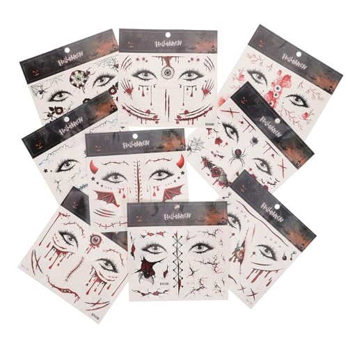 minkissy 9blätter Halloween Wundtattoos Narben Aufkleber Für Kostümpartys Wasserdichtes Make-up Zubehör Für Halloween Cosplay Und Grusel-gestaltung von minkissy