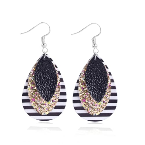 minkissy 9 Paare Ohrringe Kunstleder Tropfenform Doppelseitig Leopard und Schlangenmuster Ohranhänger Leicht Für Party Festival Kostüm Cosplay Damen Schmuck Set von minkissy