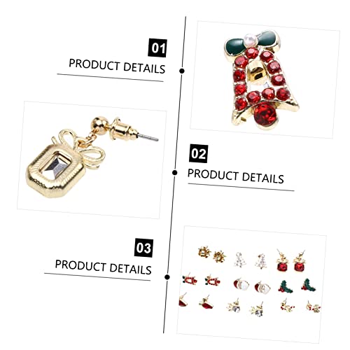 minkissy 9 Paare Teiliges Weihnachts Ohrstecker aus Legerer Legierung Leichte Hautfreundliche Ohrschmuck Accessoires mit Zuckerstange Schleife Weihnachtsmann Geschenkidee von minkissy