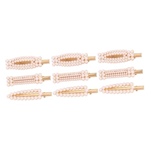 minkissy 9 Stk Clip Mit Perlenrand Aus Legierung Frauen Haarnadel Trendiges Mädchen Haarspange Haarspangen Mit Strass Koreanische Perlenclips Damen Weiß Imitationsperle Wild Klipp von minkissy