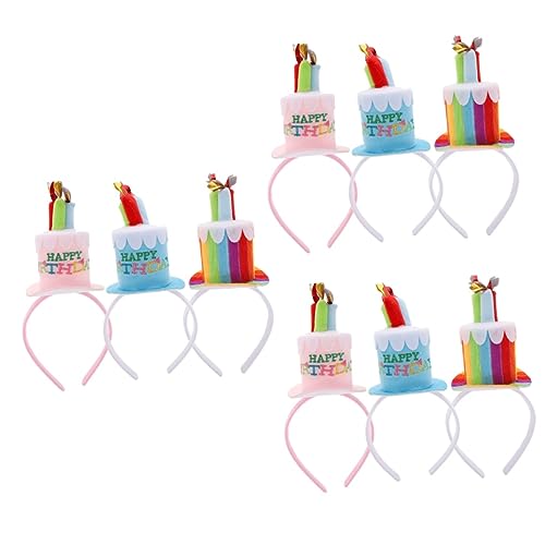 minkissy 9 Stk Kerze Stirnband Plüsch-geburtstagsmütze Kindergeburtstagsmütze Geburtstag Geburtstagstorte Stirnband Geburtstag Kopfschmuck Hut Stoff Prinzessin Baby Partybedarf von minkissy