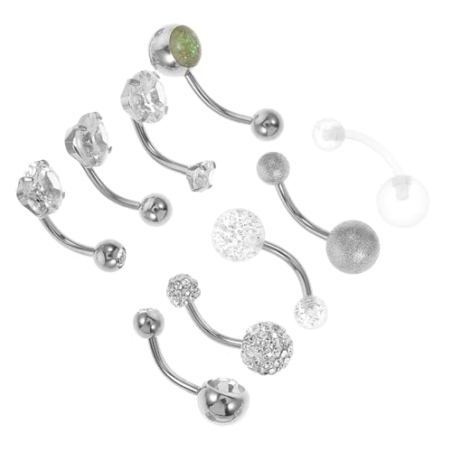 minkissy Bauchnabelringe Für Frauen 9 Stück Edelstahl Zirkonia Hochglanzpoliert Für Festivals Und Partys Körperschmuck von minkissy