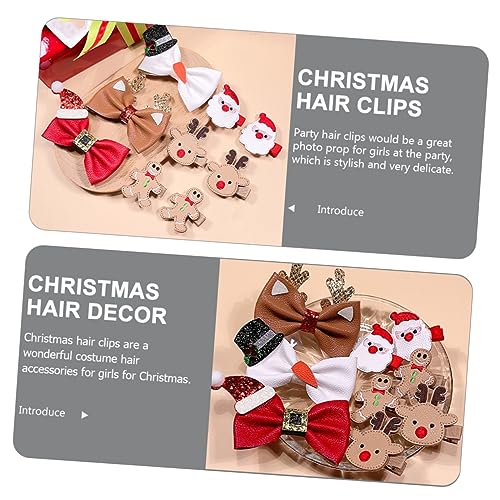 minkissy 9 Stück Teiliges Weihnachts Haarspangen Kleine Leder Schleifen mit Rentier und Schneemann Motiven Festliche Haarklammern für Frauen Mädchen Weihnachtliche Haar Accessoires von minkissy