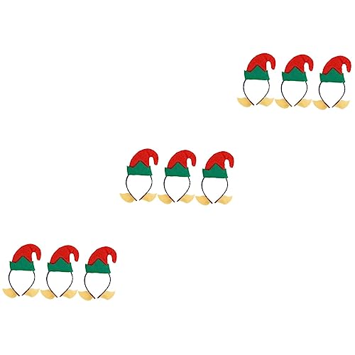 minkissy 9 Stk Weihnachtsstirnband Elfenmütze Stirnband Weihnachtskopfbedeckungen Für Mädchen Haarbänder Für Weihnachtskostüme Narrenhaube Narrenkappe Stoff Cosplay Weihnachtselfe Kind von minkissy