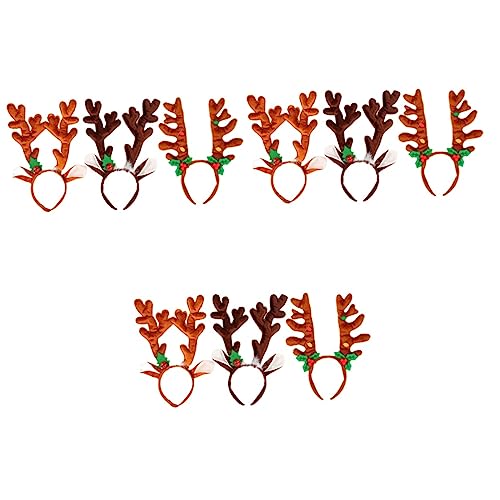 minkissy 9 Stk Weihnachtsgeweih Stirnband Hirsch Stirnband Halloween-tier-stirnband Weihnachtlicher Rehhorn-kopfschmuck Weihnachtshaarband Urlaub Geweih Stirnband Geschenk Stoff Weihnachten von minkissy