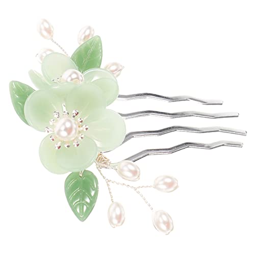 minkissy Alte Haarnadel Chinesische Haarstäbchen Traditionelle Traditionelle Haarnadel Brauthaar-seitenkämme Blütenhaarstab Vintage Perlenhaarstäbchen Stirnband Mädchen Legierung Blumen von minkissy