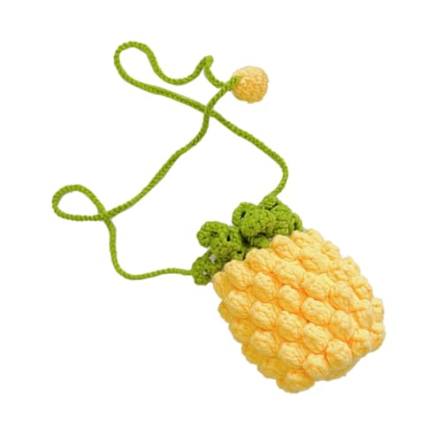 minkissy Gestrickte Handtasche Für Kleine Mädchen Ananas-Form Umhängetasche Modische Wolltasche Als Freizeittasche Für Junge Mädchen Und Teenager von minkissy