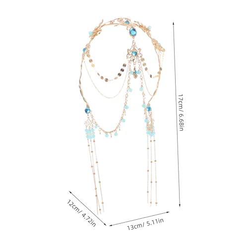 minkissy Ancient Style Tassel Forehead Chain Brautschmuck Hochwertiges Chinesisches Haarschmuck Hochzeit Braut Kopfschmuck für Hanfu Fotoshooting Bühne von minkissy