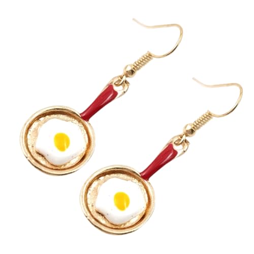 minkissy Asymmetrische Kleine Spachtel Ohrstecker Rot Leicht und Langlebig Modische Studentenohrringe mit Spiegelei design Originelles und Einzigartiges Geschenk für Frauen von minkissy