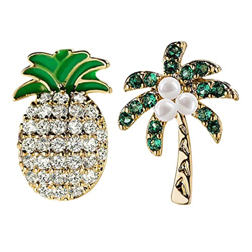minkissy Asymmetrische Damenohrringe Grün Modeohrringe Zarte Ohrhänger Dekorativer Ohrschmuck Für Frauen Mädchen Ananas Baum Form von minkissy
