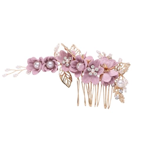minkissy Atemberaubender Haarkamm Mit Strasseinlage Einzigartiges Accessoire Aus Metall Mit Blatt- Und Blumenperlen Für Die Hochzeitsfeier Und Den Brautschmuck von minkissy