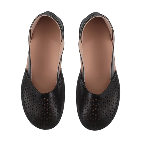 minkissy Atmungsaktive Damen Wedgesandalen mit Geschlossenem Zehenbereich Bequeme Low Heel Slipper mit Luftiger Lochoptik Robuste Sommerschuhe in Schwarz für Outdoor und Alltag von minkissy