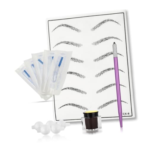 minkissy Augenbrauen-mikroblading-stift Kleinem Spitzen Kopf Professioneller Augenbrauenstift Für Präzises Zeichnen Und Übung Inkl Praxishaut Und Zubehör von minkissy