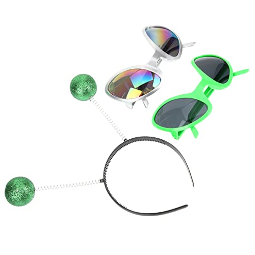 minkissy Außerirdischer Kopfband mit Lustiger Brille Teiliges für Halloween Party Kostümzubehör Grün und Silber Witziges Cosplay Accessoire für Damen und Erwachsene von minkissy