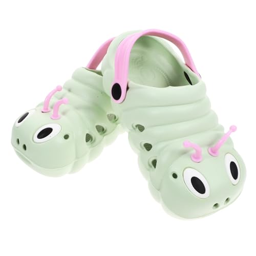 minkissy Badeschuhe Grün Innenlänge Cartoon raupe Motiv Sandalen Sommer Strandschuhe Rutschfest für Jungen Mädchen Leichte Hautfreundliche Slipper von minkissy