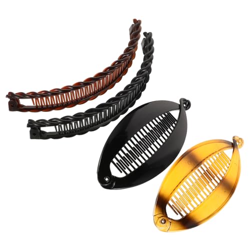 minkissy Bananenclip-set – 4-teiliges Haarclips-set Für Damen Modische Haarkamm-clips Zum Stylen Haar-accessoires Für Mädchen von minkissy