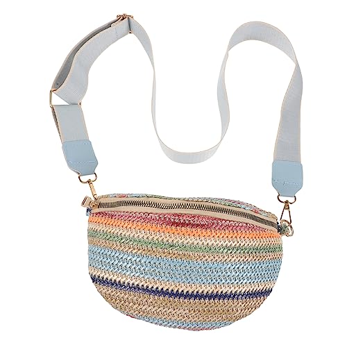 minkissy Bauchtasche Für Frauen Taillenbeutel Gewebter Taillengürtelbeutel Für Reisen Freizeit Strand Stylischer Brustbeutel Mit Breitem Schultergurt von minkissy