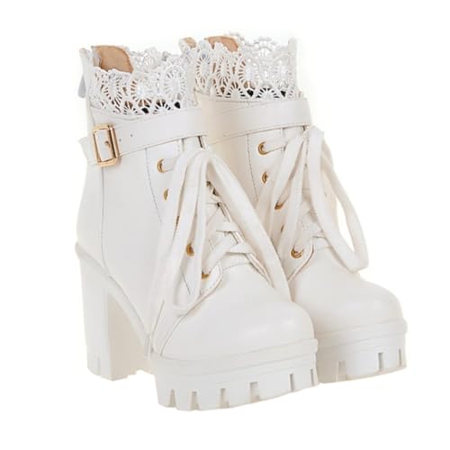 minkissy Bequeme Damen Stiefeletten mit Modischem Robustem Blockabsatz Atmungsaktivem Pu material Rutschfester Gummisohle Leichter Kurzschaft herbst winter boots für Alltag und Freizeit von minkissy
