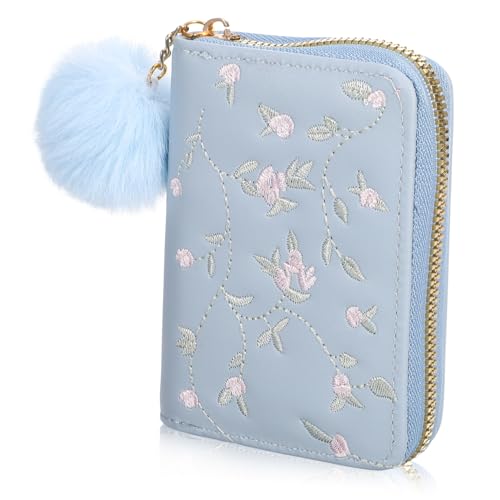 minkissy Kleine Geldbörse Damen Reißverschluss Clutch PU Münzgeldbörse mit Mehreren Fächern für Karten Tragbare Brieftasche für Minimalisten Innentasche für Kleingeld von minkissy