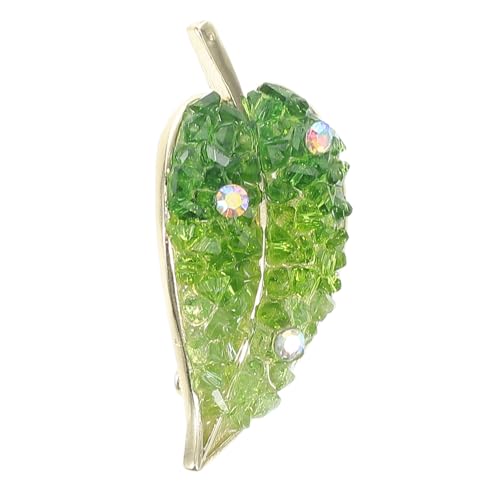 minkissy Grüne Blätterbrosche Mit Strasssteinen Anstecknadel Für Frauen Vielseitig Einsetzbar Als Kleidungsaccessoire Für Schals Und Pullover Für Herbstliche Anlässe von minkissy