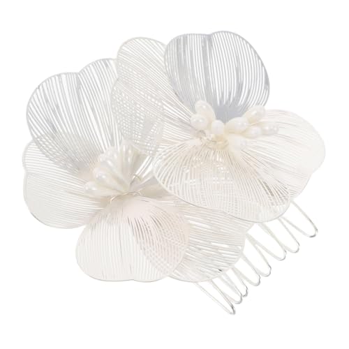 minkissy Silberner Haarkamm für Bräute Dekorativer Blütenblatt Haarschmuck Langlebig Elegant Hochzeitszubehör für Brautfrisuren von minkissy