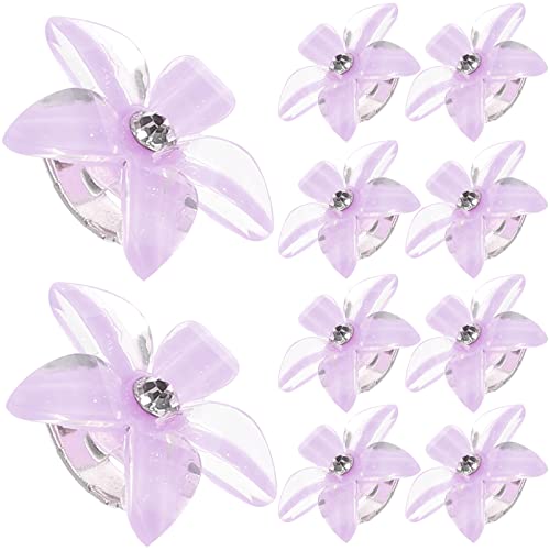 10st Strass-haarspange Für Kinder Mini-blumen-haarspangen Lila Blumenclips Perlen Für Zöpfe Für Kinder Winzige Haarklammern Strasssteine Violett Braut Kleine Sonnenblume Mädchen von minkissy